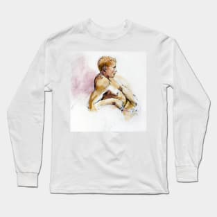 Male nude, portrait in ink and wash Long Sleeve T-Shirt